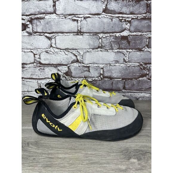 Evolv Defy Gray & Yellow Lace Up Climbing Shoes Fog Men Sz 12M US/46EU - Picture 3 of 16